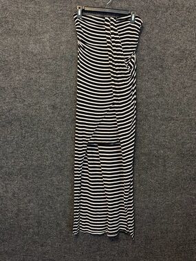 love J Black and White Striped Wrap Maxi Skirt